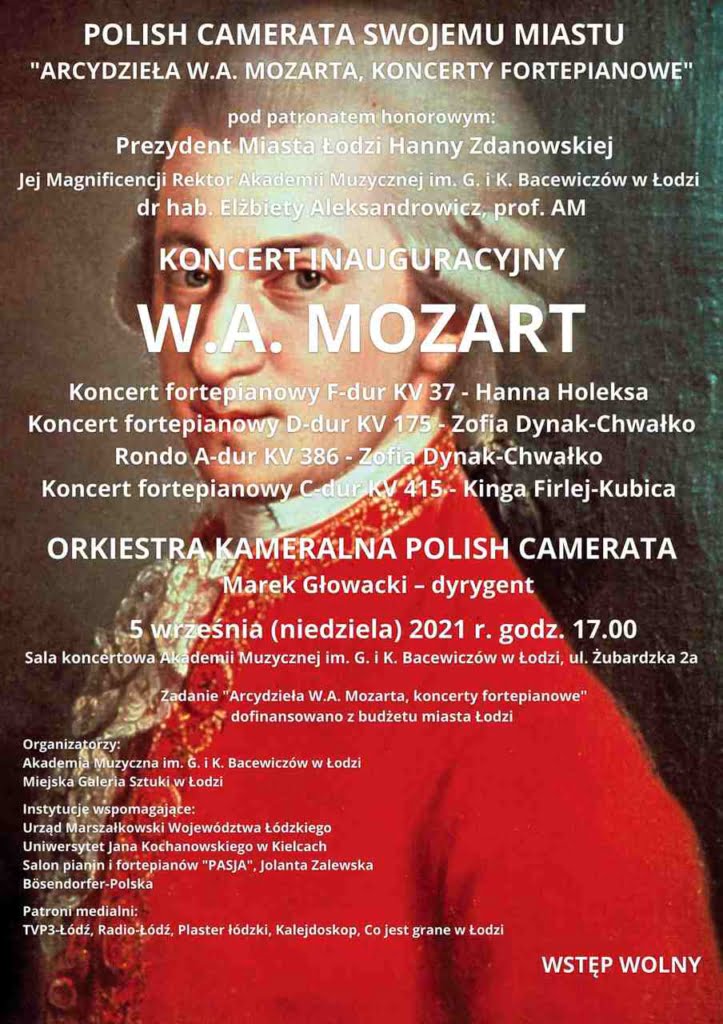 Arcydzieła W. A. Mozarta koncerty fortepianowe Łódź