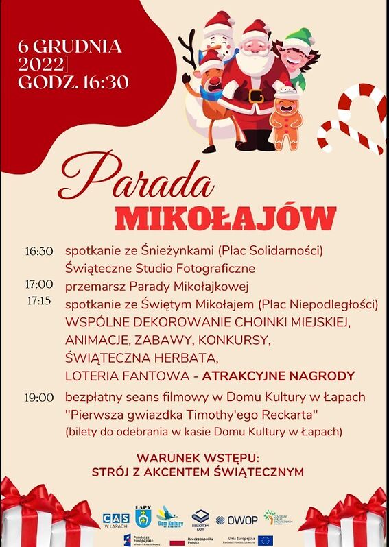 parada mikołajów Łapy 2022