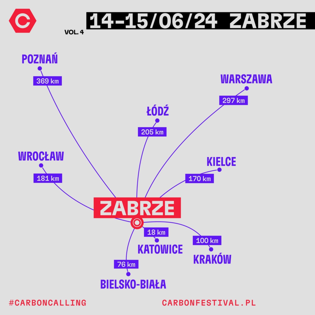 Carbon Festiwal muzyki elektronicznej Zabrze mapa